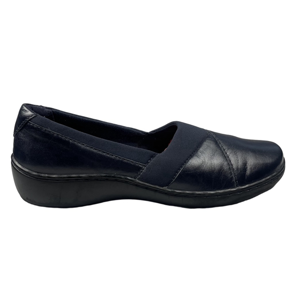 Clarks Shoes - Clarks Collection Carly Hope Navy Blue Leather Slip On Loafers Women's Size 9.5